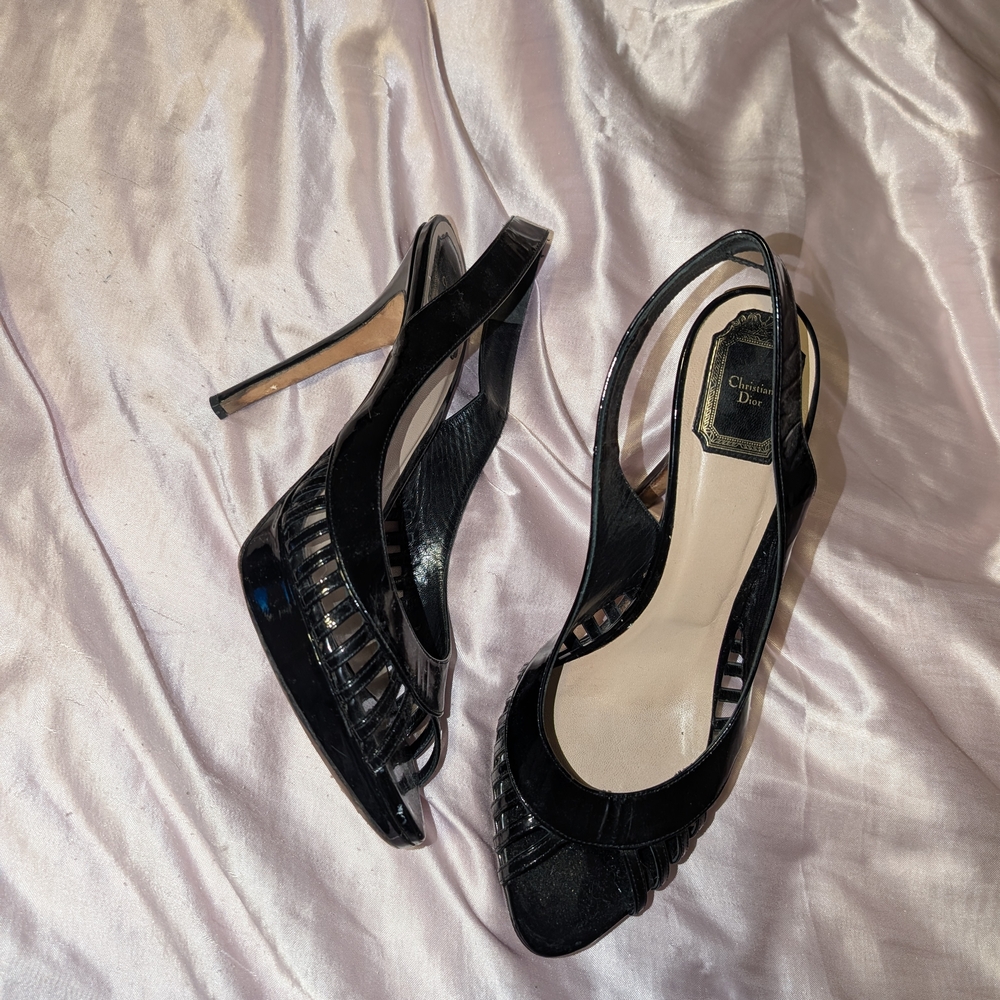 Dior Black Slingback Heels